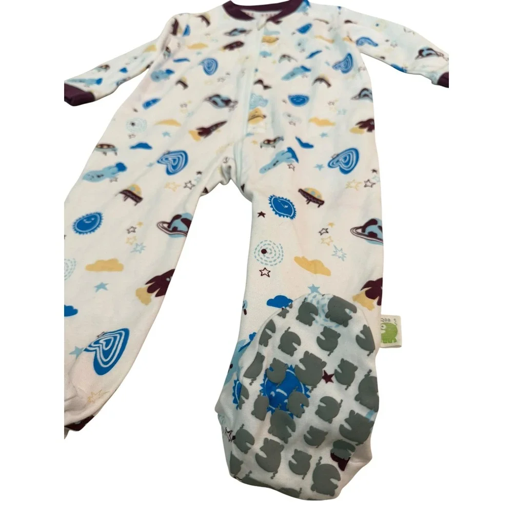 Marque Baby MQBB White Space Footed Sleeper Galaxy Print Organic Cotton EUC 12M